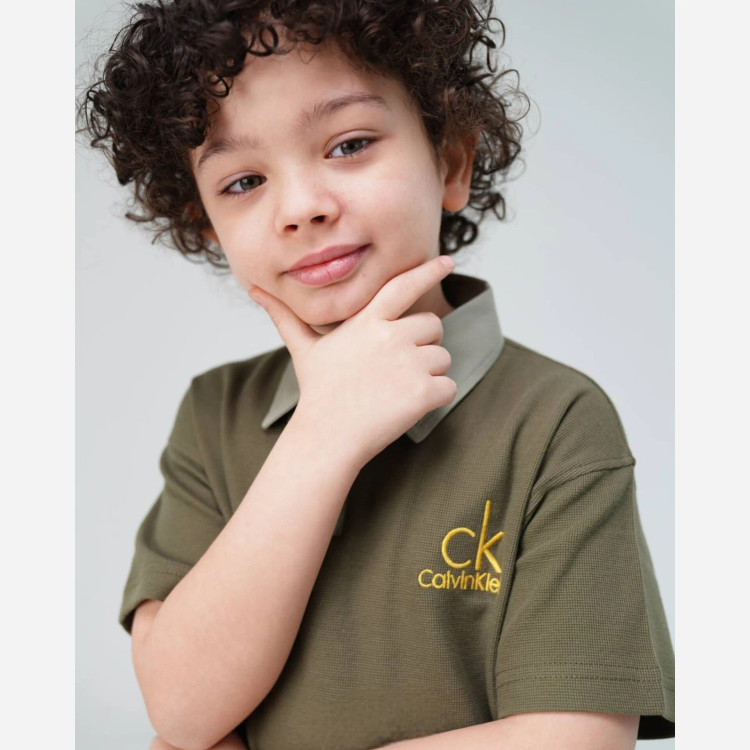 ست تیشرت نیم زیپ و شلوارک کتان پسرانه CK