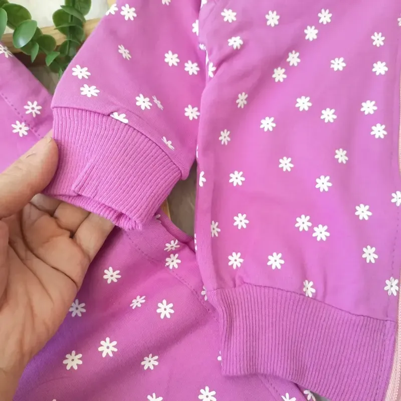 ست سویشرت شلوار دورس دخترانه طرح بابونه سایز 1 تا 3 سال