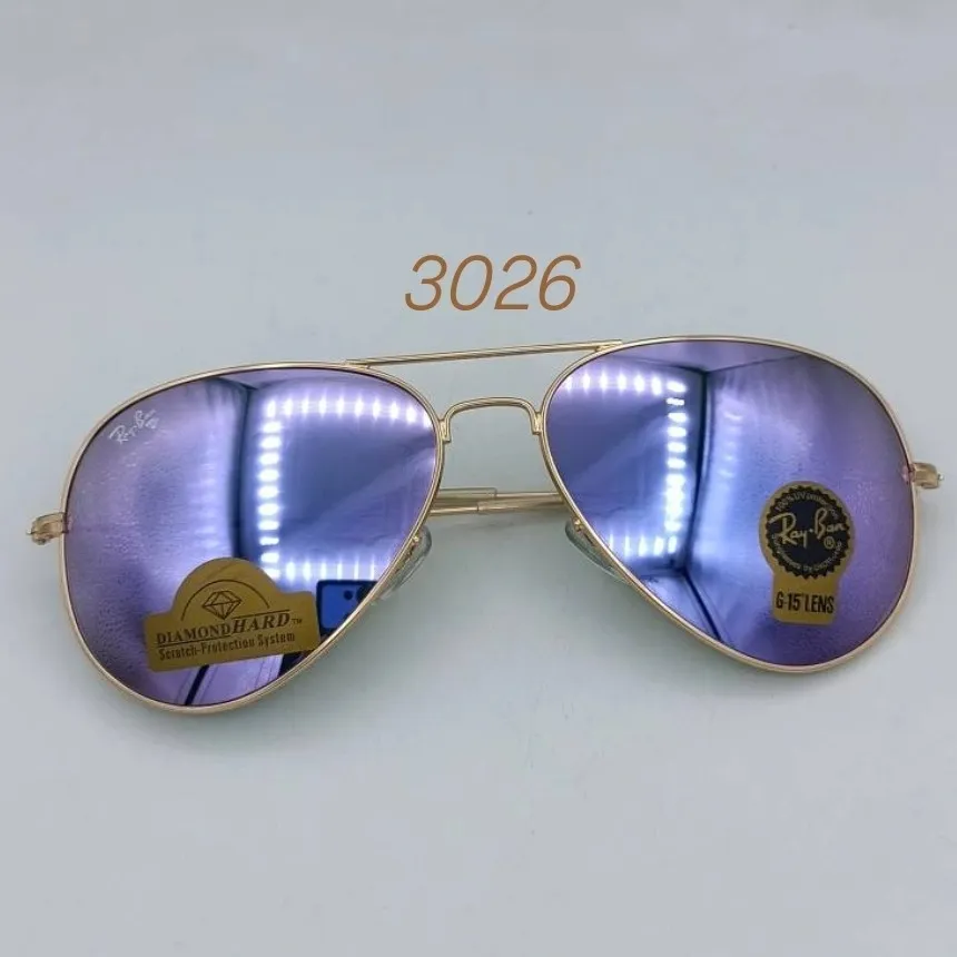 عینک آفتابی ریبن مدل RB3025 خلبانی شیشه سبز G15 فریم طلایی لنز UV