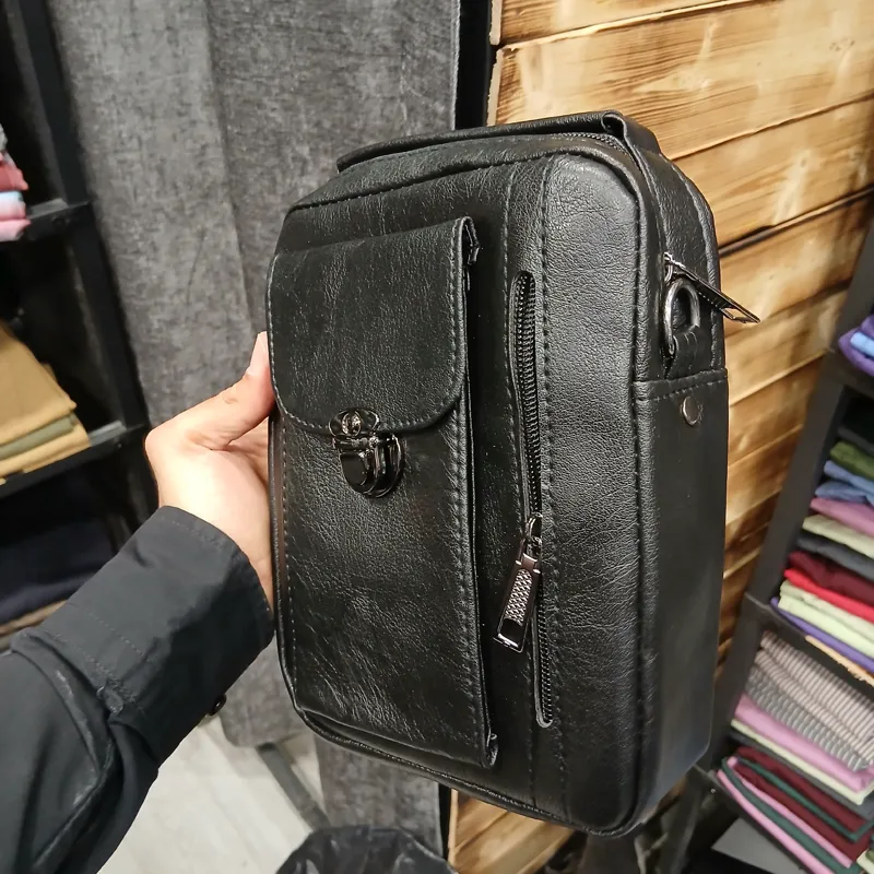 کیف دوشی اسپرت مردانه چرم مصنوعی رنگ مشکی و عسلی و قهوه ای روزمره