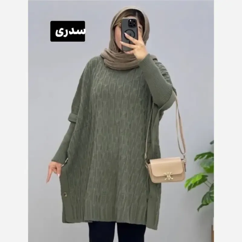 مانتو پانچ بافت ترنج فری سایز مناسب سایز 40 تا 54